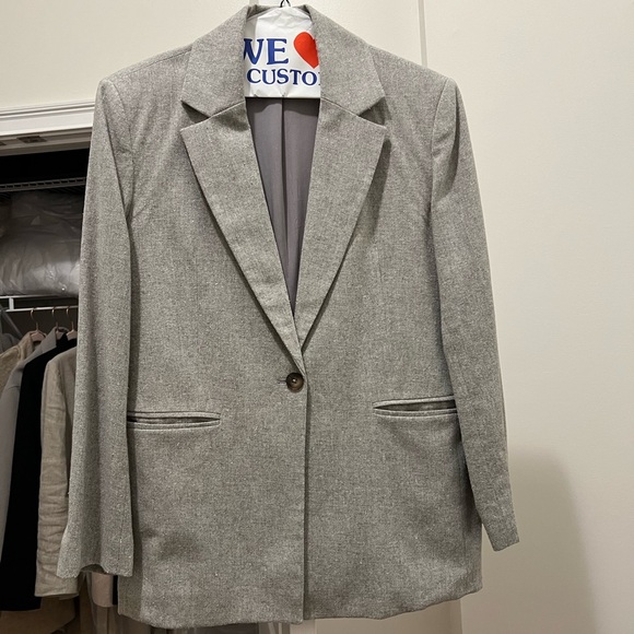 REFORMATION CATRINA BLAZER IN LIGHT GREY - Picture 6 of 9